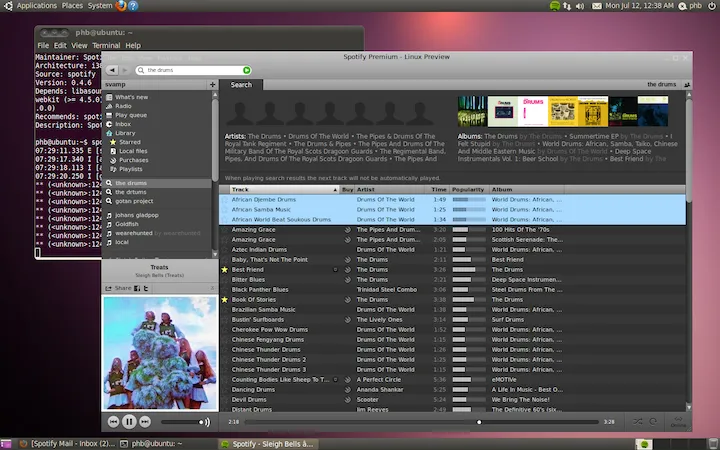 Capture d'écran de la page de téléchargement de Spotify sur Linux