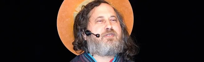 Richard Stallman, fondateur de la Free Software Foundation, lors d'une conférence sur la liberté numérique.