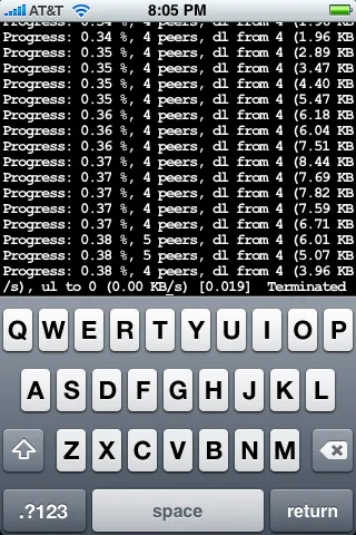 Capture d'écran de l'application BitTorrent pour iPhone