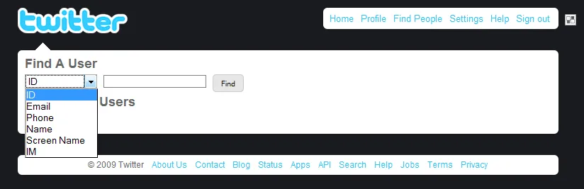Photo de la page d'accueil de l'interface admin de Twitter