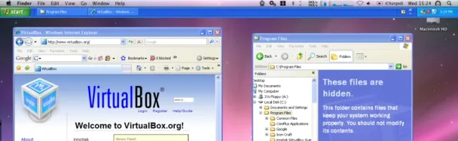 Capture d'écran de la page de téléchargement de Virtualbox 2.0