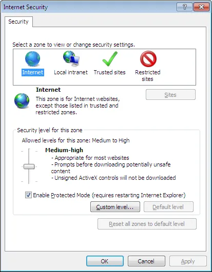 Capture d'écran de la page d'accueil d'Internet Explorer
