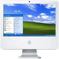 Capture d'écran du système d'exploitation Windows XP fonctionnant sur un ordinateur Mac