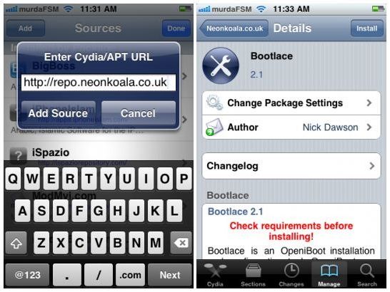 Capture d'écran de l'application Android pour iPhone 2G et 3G
